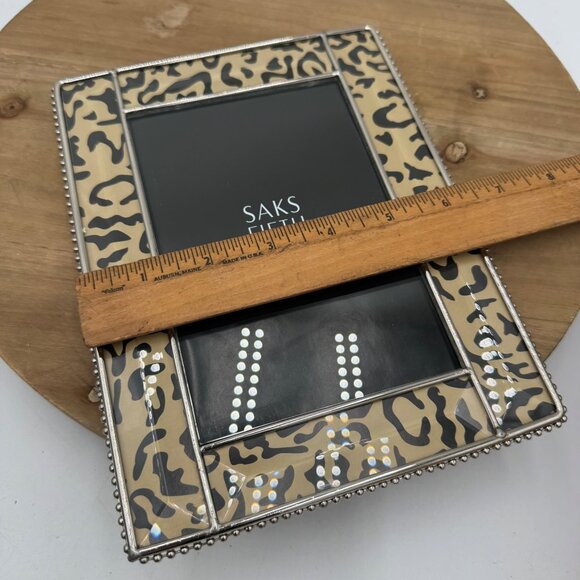 Sak’s fifth Avenue leopard print glass picture frame 4 x 6 leopard print silver - Picture 5 of 6